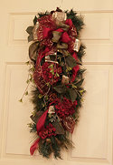 Burgundy Pine Christmas Door Swag with Bow